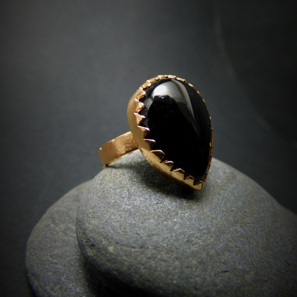 " Golden moon " - Xειροποίητο επίχρυσο δαχτυλίδι με Μαύρο Όνυχα! - ημιπολύτιμες πέτρες, ημιπολύτιμες πέτρες, chic, handmade, fashion, vintage, κλασσικό, design, ιδιαίτερο, μοναδικό, μοντέρνο, γυναικεία, επιχρυσωμένα, επιχρυσωμένα, ορείχαλκος, sexy, ανοιξιάτικο, χειμωνιάτικο, όνυχας, φεγγάρι, donkey, χειροποίητα, romantic, απαραίτητα καλοκαιρινά αξεσουάρ, κλασσικά, γυναίκα, boho - 2