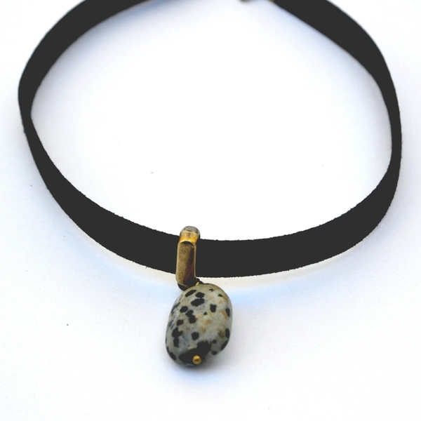 Τσόκερ πιτσιλωτή πέτρα - ημιπολύτιμες πέτρες, τσόκερ, must αξεσουάρ, boho - 2