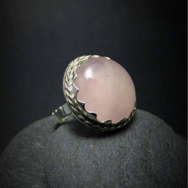 "Rose Quartz" - Χειροποίητο δαχτυλίδι επάργυρο με ημιπολύτιμο λίθο Ρόζ Χαλαζία! - ημιπολύτιμες πέτρες, ημιπολύτιμες πέτρες, chic, handmade, fashion, καλοκαιρινό, vintage, design, ιδιαίτερο, μοναδικό, μοντέρνο, γυναικεία, καλοκαίρι, sexy, ανοιξιάτικο, σύρμα, χειμωνιάτικο, επάργυρα, donkey, δαχτυλίδι, δαχτυλίδια, χειροποίητα, romantic, απαραίτητα καλοκαιρινά αξεσουάρ, κλασσικά, γυναίκα, boho - 2