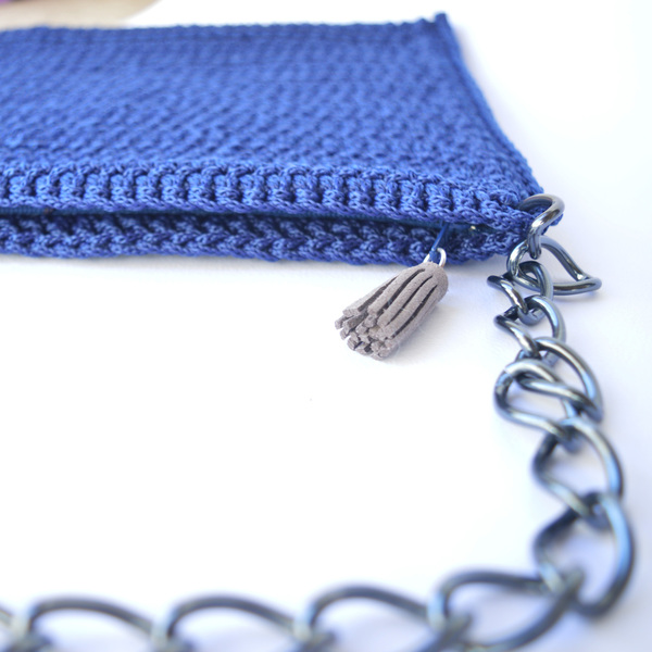 Φάκελος crochet ώμου με αλυσίδα και φερμουάρ - αλυσίδες, αλυσίδες, handmade, πλεκτό, φάκελοι, crochet, τσάντα, χειροποίητα - 4