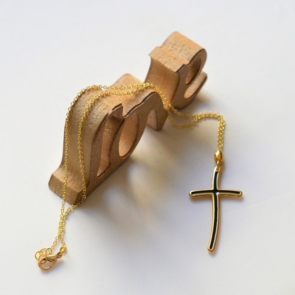 Kολιέ στοιχείο σταυρός με σμάλτο K6403 - επιχρυσωμένα, σταυρός, κολιέ - 5