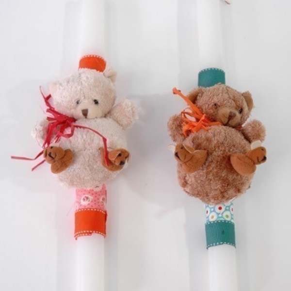 Παιδική λαμπάδα με λούτρινο αρκουδάκι - παιχνίδι, αρκουδάκι, κερί, για παιδιά