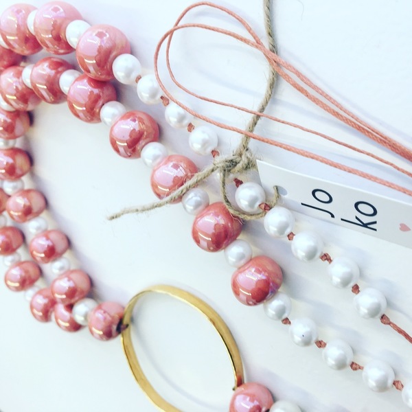 Pink Necklace - ημιπολύτιμες πέτρες, κολιέ, πέτρες, γυάλινες - 2