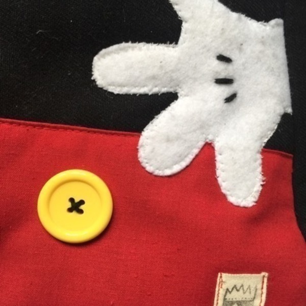 Χειροποίητη παιδική τσάντα Mickey - ύφασμα, κεντητά, σχολικό, χειροποίητα, για παιδιά, τσαντάκια - 4