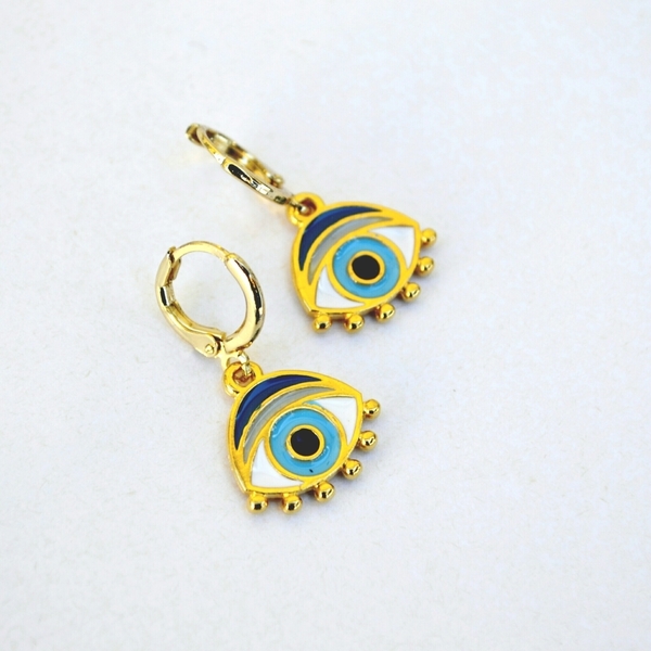 Σκουλαρίκι mini μάτι αιγυπτιακό - σμάλτος, μέταλλο, street style, σκουλαρίκια, μάτι, must αξεσουάρ, boho - 2