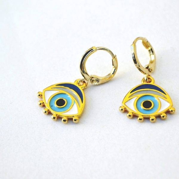 Σκουλαρίκι mini μάτι αιγυπτιακό - σμάλτος, μέταλλο, street style, σκουλαρίκια, μάτι, must αξεσουάρ, boho - 3