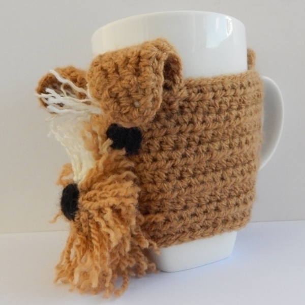 COZY MUG YORKIE - διακοσμητικό, πλεκτό, ακρυλικό, χειροποίητα, δωράκι, gift