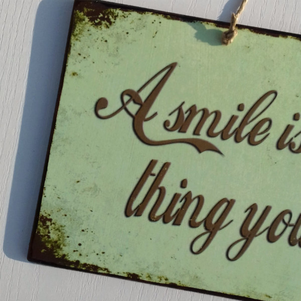 A Smile Is The Prettiest Thing You Can Wear - εκτύπωση, διακοσμητικό, ξύλο, vintage, πίνακες & κάδρα, χαρτί, επιτοίχιο, διακόσμηση, decor, τοίχου, χειροποίητα, είδη διακόσμησης, είδη δώρου, ξύλινο, πρωτότυπα δώρα - 2
