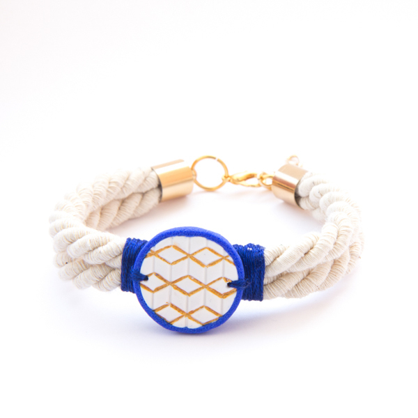 "Kalliroi" elegant fashion statement summer bracelet with polymer clay and navi rope - handmade, καλοκαιρινό, μοναδικό, μοντέρνο, γυναικεία, ανοιξιάτικο, πηλός, χειροποίητα, elegant, unique