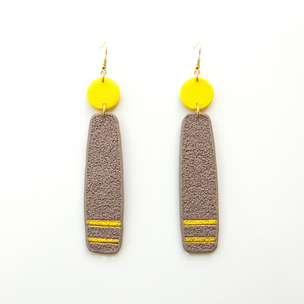 "Cryseis" - spring summer fashion earrings in yellow with polymer clay - statement, fashion, καλοκαιρινό, μοναδικό, μοντέρνο, ανοιξιάτικο, πηλός, χειροποίητα