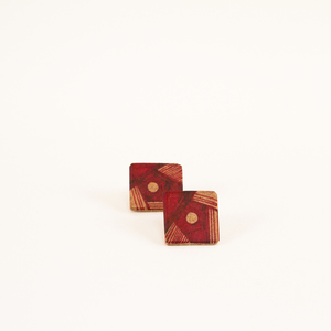 Ξύλινα σκουλαρίκια με γεωμετρικό μοτίβο "Morimondo" - ξύλο, σκουλαρίκια, γεωμετρικά σχέδια, minimal - 2