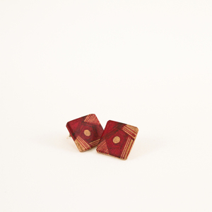 Ξύλινα σκουλαρίκια με γεωμετρικό μοτίβο "Morimondo" - ξύλο, σκουλαρίκια, γεωμετρικά σχέδια, minimal - 3