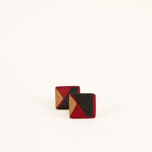 Ξύλινα σκουλαρίκια με γεωμετρικό μοτίβο "The Jean Genie" - ξύλο, σκουλαρίκια, γεωμετρικά σχέδια, minimal - 2