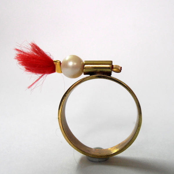 Ορειχάλκινο δαχτυλίδι με φουντίτσα - ιδιαίτερο, μαργαριτάρι, ορείχαλκος, με φούντες, δαχτυλίδι, καθημερινό, all day, διακριτικό