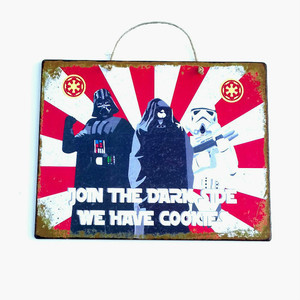 Star Wars - Join The Dark Side, We Have Cookies - εκτύπωση, διακοσμητικό, ξύλο, vintage, design, πίνακες & κάδρα, χαρτί, επιτοίχιο, διακόσμηση, decor, τοίχου, χειροποίητα, είδη διακόσμησης, είδη δώρου, πρωτότυπα δώρα