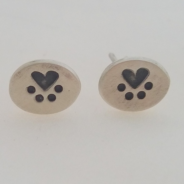 ασημένια καρφωτά σκουλαρίκια με οξείδωση - ασήμι, animal print, ασήμι 925, καρδιά, σκουλαρίκια, καρφωτά - 4