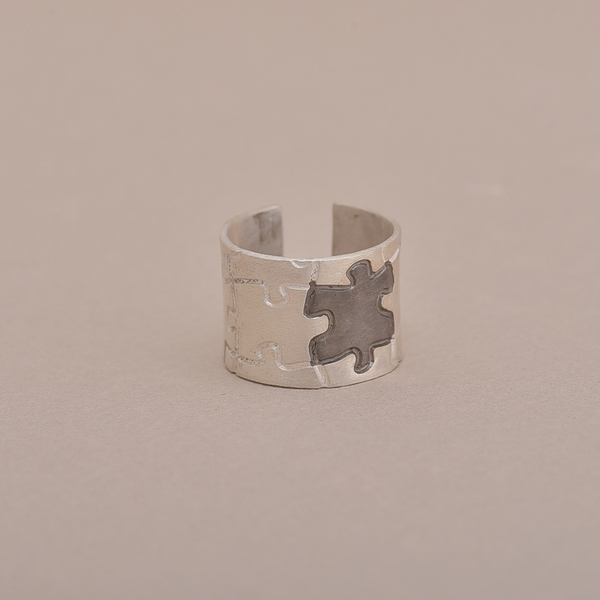 ασημένιο δαχτυλίδι με χάραξη puzzle "missing piece" - ιδιαίτερο, μοντέρνο, γυναικεία, ασήμι 925, πρωτότυπο, δαχτυλίδι, minimal, βεράκια, χάραξη, για εκείνη, επιπλατινωμένα, αυξομειούμενα - 4