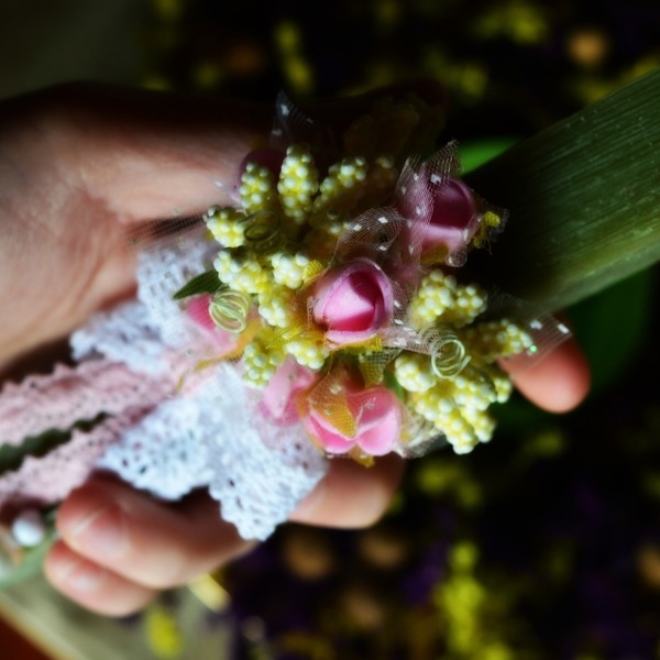 Mini-λαμπαδίτσα - κορδέλα, δαντέλα, λουλούδια, λαμπάδες, χειροποίητα, χάντρες, romantic, κερί - 4