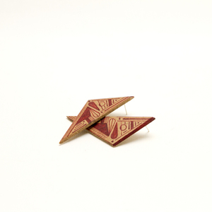 Ξύλινα σκουλαρίκια με γεωμετρικό μοτίβο "Toledo" - ξύλο, σκουλαρίκια, γεωμετρικά σχέδια, minimal - 3