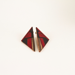 Ξύλινα σκουλαρίκια με γεωμετρικό μοτίβο "Watch That Man" - ξύλο, σκουλαρίκια, γεωμετρικά σχέδια, minimal - 2