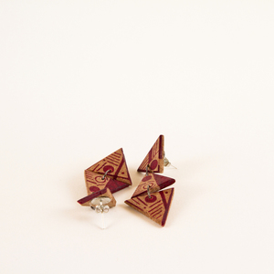 Ξύλινα σκουλαρίκια με γεωμετρικό μοτίβο "Varagine" - ξύλο, σκουλαρίκια, γεωμετρικά σχέδια, minimal - 2