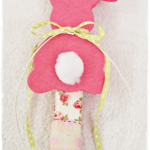ΝEW!!! Λαμπάδα "ροζ κουνελάκι" - ιδιαίτερο, μοναδικό, κορίτσι, λαμπάδες, χειροποίητα, δωράκι, βαμβακερές κορδέλες, κερί, για παιδιά - 2