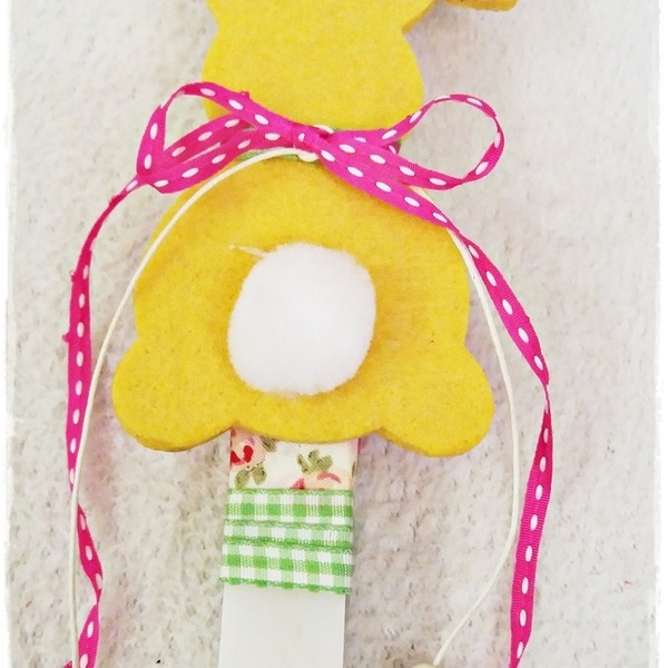 NEW!!! Λαμπάδα " κίτρινο κουνελάκι" - ιδιαίτερο, μοναδικό, κορίτσι, λαμπάδες, χειροποίητα, δωράκι, βαμβακερές κορδέλες, κερί, για παιδιά - 2