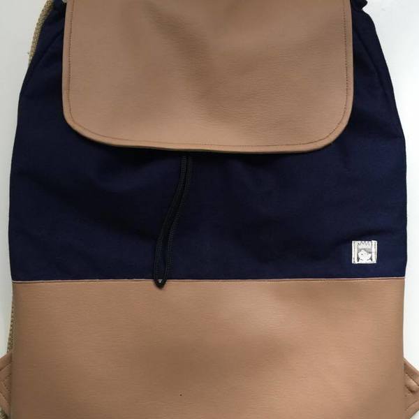Χειροποίητο backpack με καπάκι - ύφασμα, μοντέρνο, γυναικεία, clutch, πλάτης, σακίδια πλάτης, χειροποίητα, δερματίνη