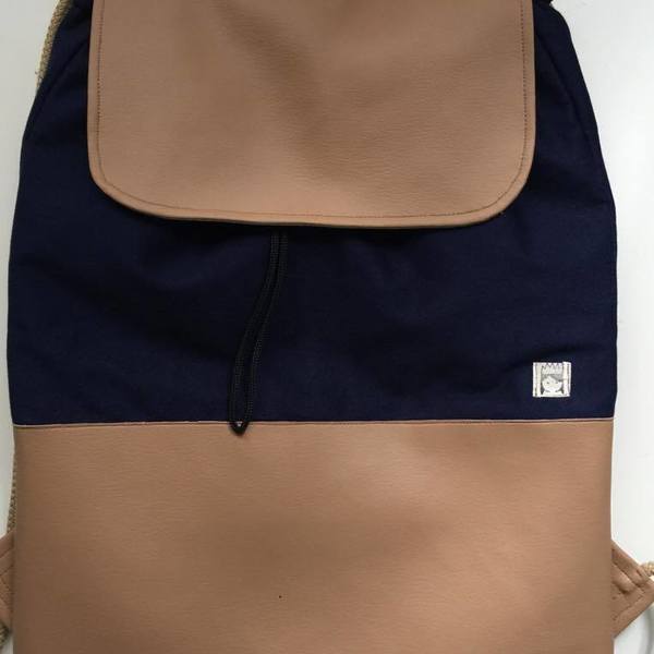 Χειροποίητο backpack με καπάκι - ύφασμα, μοντέρνο, γυναικεία, clutch, πλάτης, σακίδια πλάτης, χειροποίητα, δερματίνη - 5