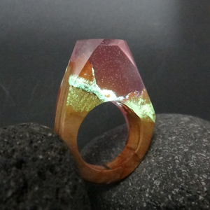 Ξύλινο Δαχτυλίδι “Mars” (RWR00019M) - statement, ξύλο, ρητίνη, δαχτυλίδι, ξύλινο, κερί, σταθερά, μεγάλα - 3