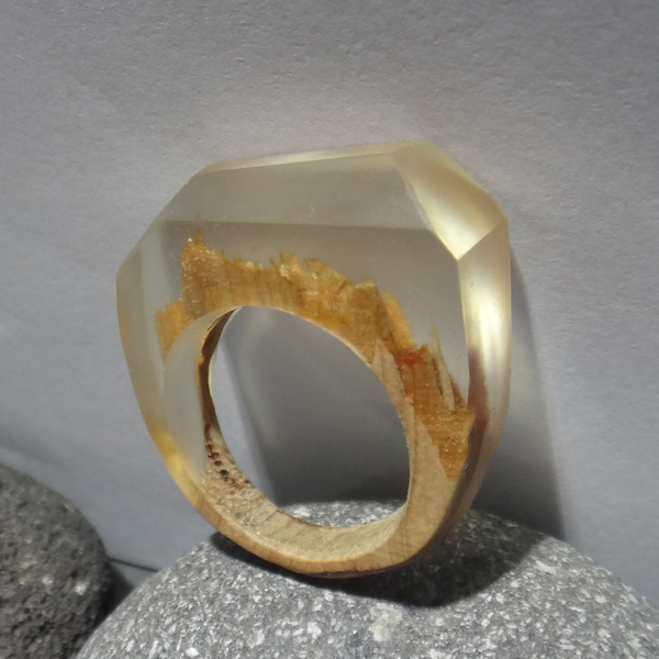 Ξύλινο Δαχτυλίδι ρητίνης - statement, ξύλο, ρητίνη, δαχτυλίδι, ξύλινο, σταθερά, μεγάλα - 2