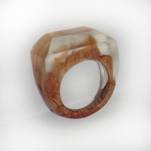 Ξύλινο Δαχτυλίδι ρητίνης - statement, ξύλο, ρητίνη, δαχτυλίδι, ξύλινο, σταθερά, μεγάλα