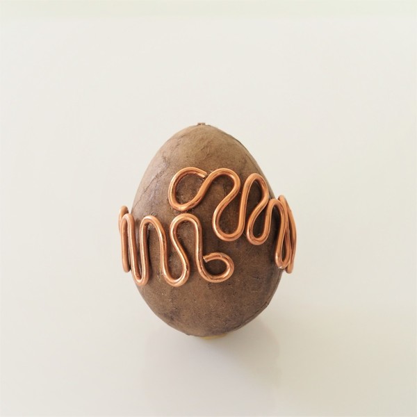 Πασχαλινό διακοσμητικό αυγό με ροζ-μπρονζέ αλουμίνιο - διακοσμητικό, μοναδικό, αλουμίνιο, δώρο, χειροποίητα, είδη διακόσμησης, είδη δώρου, αυγό - 5