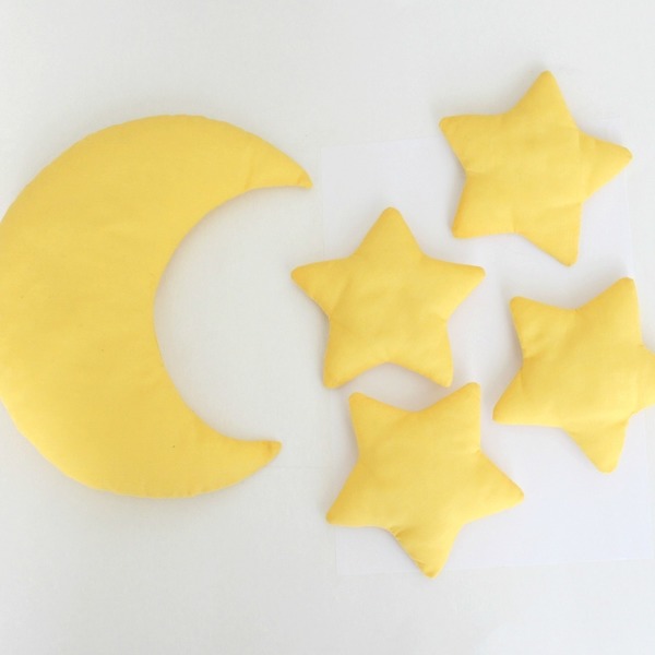 Υφασμάτινο φεγγάρι με αστέρια για τον τοίχο - βαμβάκι, κορίτσι, αγόρι, επιτοίχιο, αστέρι, φεγγάρι, κρεμαστά, για παιδιά, μαξιλάρια