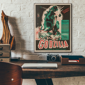Vintage Ξύλινος Πίνακας Τοίχου - Γαλλικό Πόστερ Godzilla του 1956 - διακοσμητικό, ξύλο, πίνακες & κάδρα, επιτοίχιο, δώρο, διακόσμηση, decor, τοίχου, χειροποίητα, είδη διακόσμησης, είδη δώρου, ξύλινο - 5