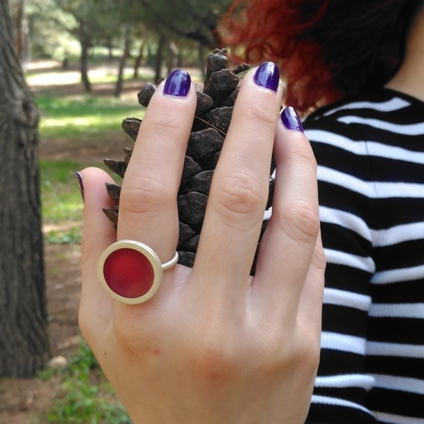 επαργυρωμένο αυξομειούμενο δαχτυλίδι με σμάλτο - γυναικεία, σμάλτος, επάργυρα, δαχτυλίδι, μπρούντζος, αυξομειούμενα - 4
