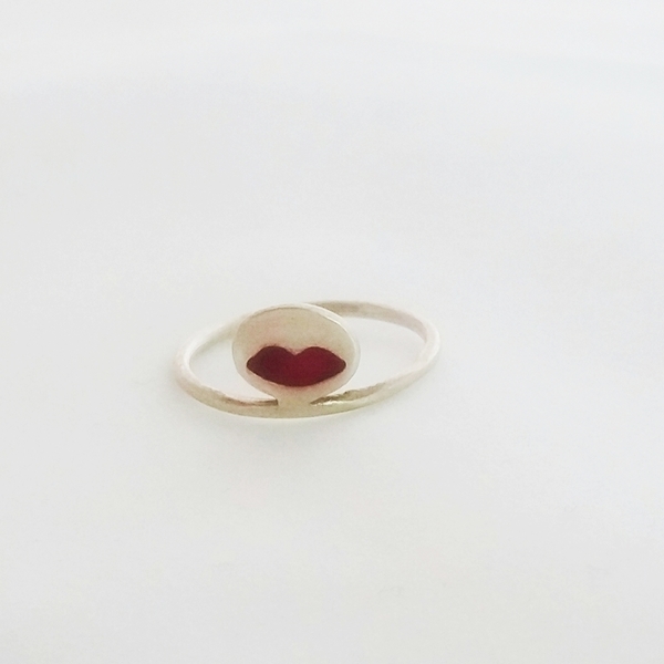 ασημένιο δαχτυλίδι με σμάλτο χειλάκια - γυναικεία, ασήμι 925, σμάλτος, δαχτυλίδι, must αξεσουάρ, ασημένια, βεράκια, γυναίκα, αυξομειούμενα