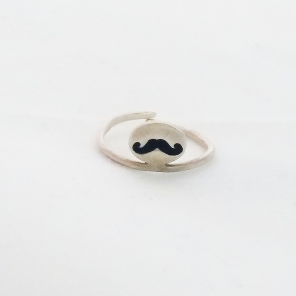 ασημένιο δαχτυλίδι με σμάλτο μουστάκι - ασήμι 925, σμάλτος, δαχτυλίδι, all day, must αξεσουάρ, ασημένια, βεράκια, αυξομειούμενα