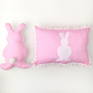 Σετ μαξιλαράκια κουνελάκι ροζ - διακοσμητικό, ελαστικό, για παιδιά, μαξιλάρια
