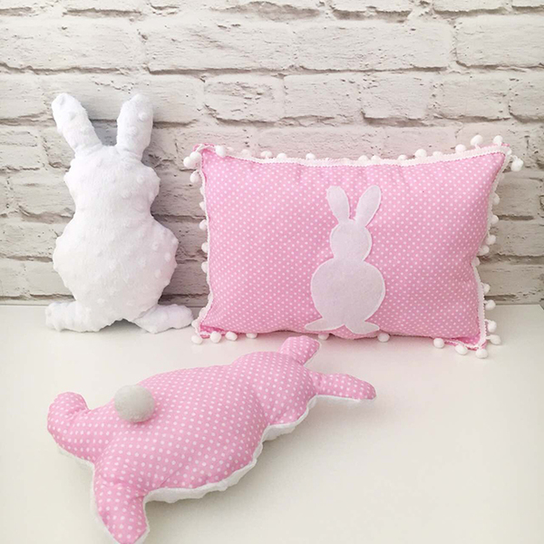 Σετ μαξιλαράκια κουνελάκι ροζ - διακοσμητικό, ελαστικό, για παιδιά, μαξιλάρια - 2