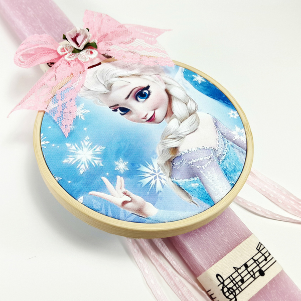 Λαμπάδα Frozen! - εκτύπωση, διακοσμητικό, μοναδικό, καμβάς, κορίτσι, δώρο, λαμπάδες, χειροποίητα, νονά, εντυπωσιακό, unique, κερί, για παιδιά - 3
