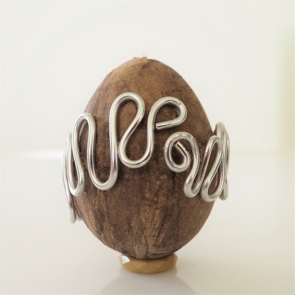 Πασχαλινό διακοσμητικό αυγό με ασημί αλουμίνιο - διακοσμητικό, μοναδικό, αλουμίνιο, δώρο, χειροποίητα, είδη διακόσμησης, είδη δώρου, αυγό