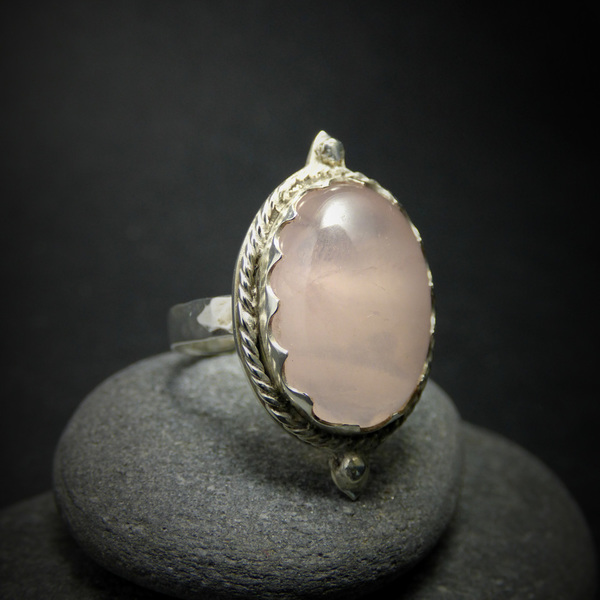 "Rose Quartz" - Χειροποίητο δαχτυλίδι επάργυρο με ημιπολύτιμο λίθο Ρόζ Χαλαζία! - ημιπολύτιμες πέτρες, ημιπολύτιμες πέτρες, chic, handmade, fashion, vintage, κλασσικό, design, ιδιαίτερο, μοναδικό, μοντέρνο, sexy, ανοιξιάτικο, επάργυρα, donkey, δαχτυλίδι, χειροποίητα, romantic, απαραίτητα καλοκαιρινά αξεσουάρ, κλασσικά, γυναίκα, boho, ethnic - 2