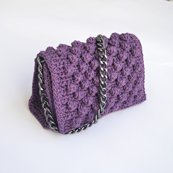 Τσάντα crochet ώμου με αλυσίδα - αλυσίδες, αλυσίδες, handmade, πλεκτό, ώμου, crochet, τσάντα, χειροποίητα, πλεκτές τσάντες - 2