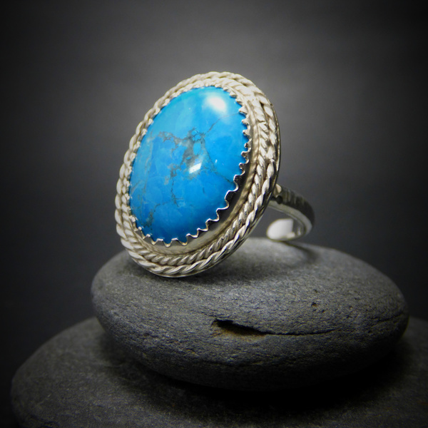 " Blue Howlite " - Χειροποίητο επάργυρο δαχτυλίδι με Μπλε Χαολίτη! - ημιπολύτιμες πέτρες, ημιπολύτιμες πέτρες, chic, handmade, βραδυνά, fashion, καλοκαιρινό, vintage, design, ιδιαίτερο, μοναδικό, μοντέρνο, γυναικεία, sexy, χαολίτης, ανοιξιάτικο, σύρμα, χειμωνιάτικο, επάργυρα, επάργυρα, donkey, δαχτυλίδι, χειροποίητα, romantic, πριγκίπισσα, απαραίτητα καλοκαιρινά αξεσουάρ, κλασσικά, γυναίκα, boho, αυξομειούμενα - 2
