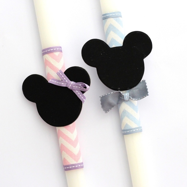 Λαμπάδα MickeyMe & MinnieMe - ύφασμα, κορίτσι, αγόρι, χαρτί, λαμπάδες, κερί, ζευγάρια, για παιδιά