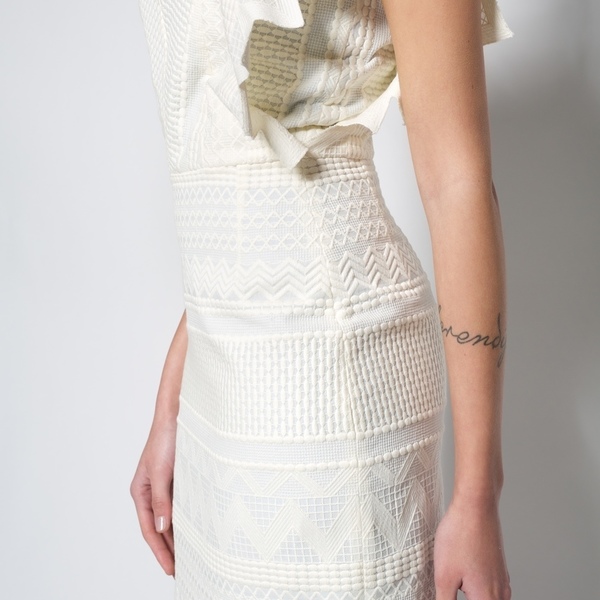Μίνι μεσάτο αμάνικο βαμβακερό φόρεμα με γεωμετρικά σχήματα - βαμβάκι, mini, γεωμετρικά σχέδια - 4