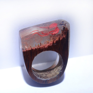 Ξύλινο Δαχτυλίδι ρητίνης “Mermaid” - statement, ξύλο, ρητίνη, δαχτυλίδι, ξύλινο, κερί, σταθερά, μεγάλα