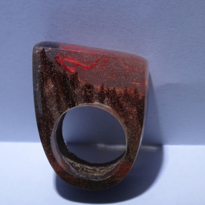 Ξύλινο Δαχτυλίδι ρητίνης “Mermaid” - statement, ξύλο, ρητίνη, δαχτυλίδι, ξύλινο, κερί, σταθερά, μεγάλα - 4