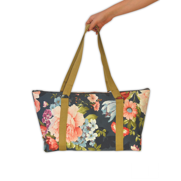 Τσάντα ώμου Blossom Green - ύφασμα, γυναικεία, ώμου, τσάντα, μεγάλες, φλοράλ - 2